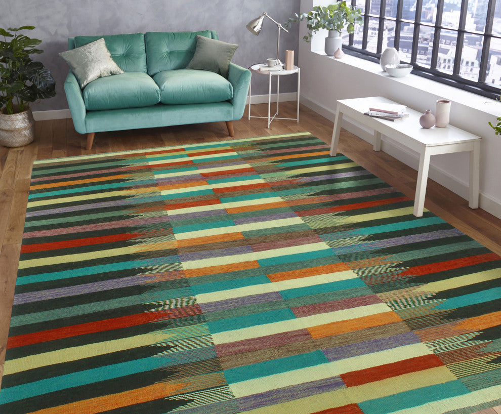 Winchester Kilim Cadena Charcoal/Ivory Rug, 8'0x11'6