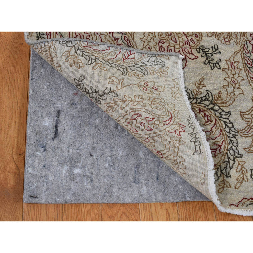 Agreeable Gray Agra with Paisley Design 100% Wool Hand Knotted Rug 9'1" x 12'3"