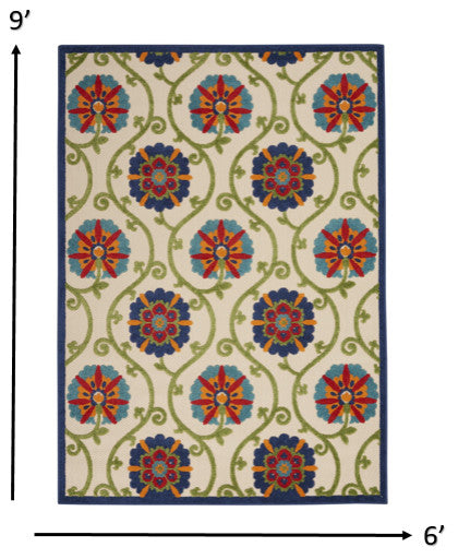 6 x 9 Blue Vines Indoor Outdoor Area Rug