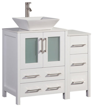 Vanity Art Bathroom Vanity Set With Sink, White, 36", Standard Mirror