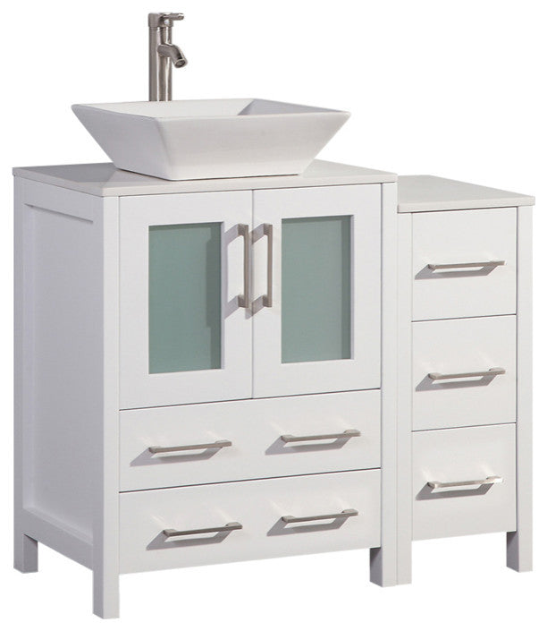 Vanity Art Bathroom Vanity Set With Sink, White, 36", Standard Mirror