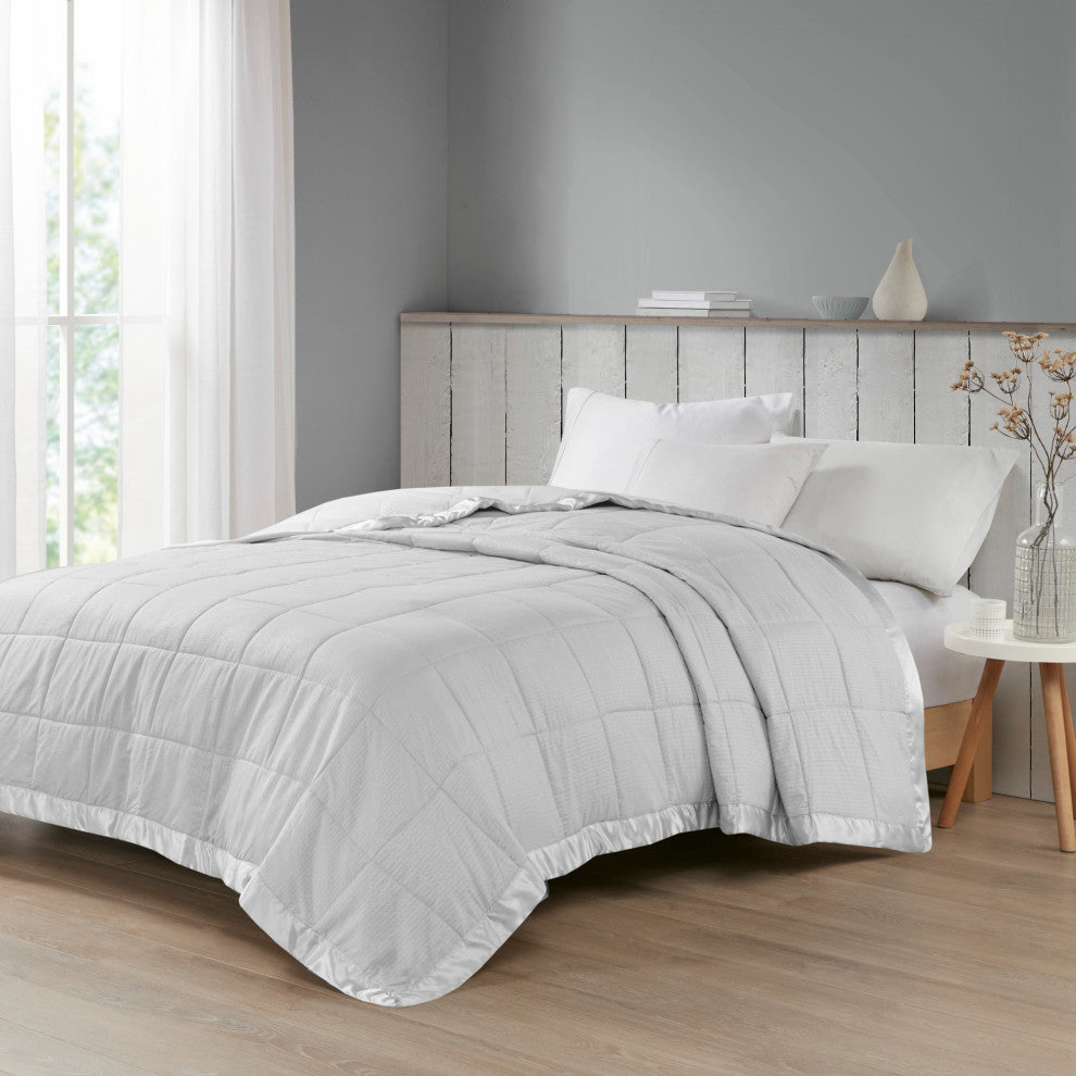Madison Park Solid Embossed Microfiber Premium Oversized Blanket, Full/Queen