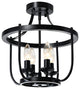 4 Light Semi Flush Mount Ceiling Lighting Fixture Farmhouse Black Cage Ceiling