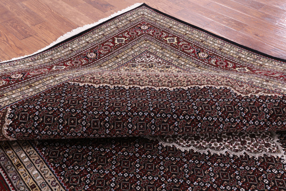 7' 11" X 10' 1" Persian Tabriz Wool and Silk Hand Knotted Rug Q8913