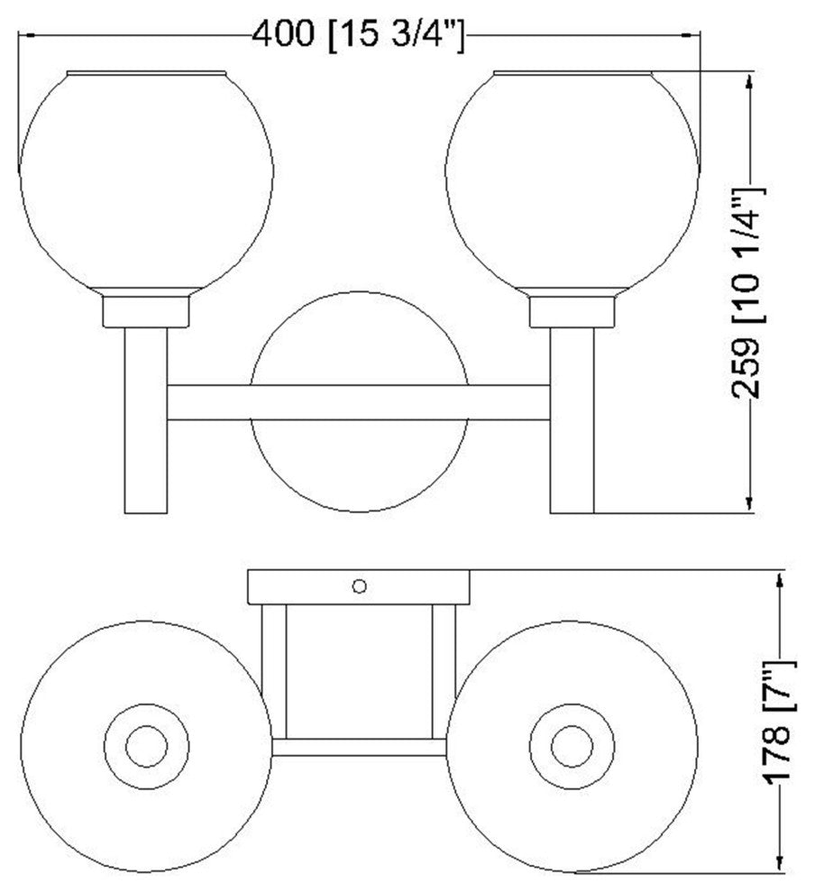 Zlite 7502-2V-BG 2-Light Vanity, Clear