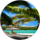 Tropical Paradise, Beach And Shore Photo Round Metal Wall Art, 11"