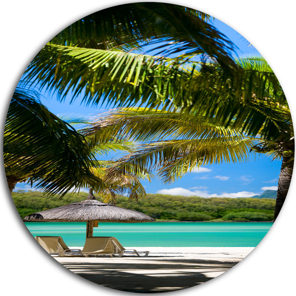 Tropical Paradise, Beach And Shore Photo Round Metal Wall Art, 11"