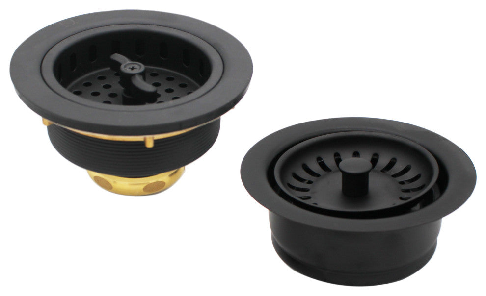 CO2155S Combo 3.5" Wing Nut Twist Style Large Kitchen Sink, Matte Black