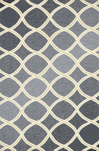 Blue Green Indoor Outdoor Venice Beach Area Rug by Loloi, Charcoal / Lime, 7'6"x