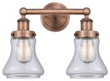 Edison Bellmont 2-Light 16" Bath Vanity Light, Antique Copper, Clear Shade