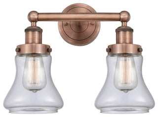 Edison Bellmont 2-Light 16" Bath Vanity Light, Antique Copper, Clear Shade