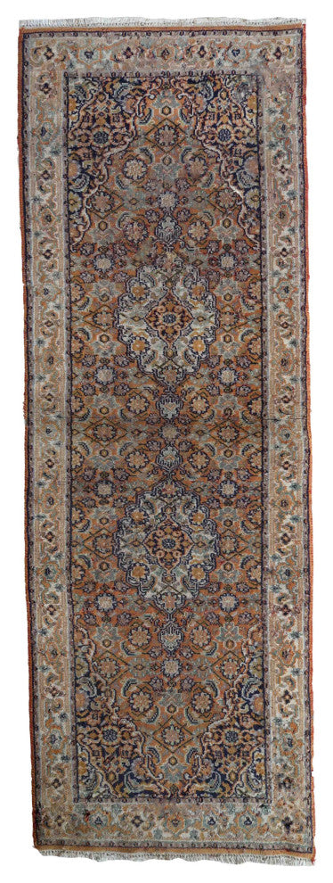 Handmade Vintage Indo-Tabriz runner 1.9'x5.8', 60cmx177cm 1970s