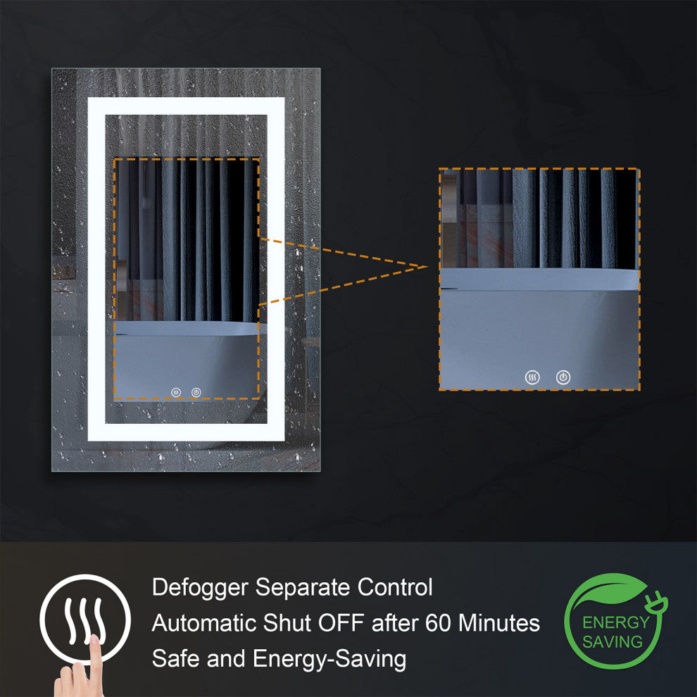 Recessed/Surface Mount LED Medicine Cabinet Mirror with Defogger, 20"x30" Right Hinge