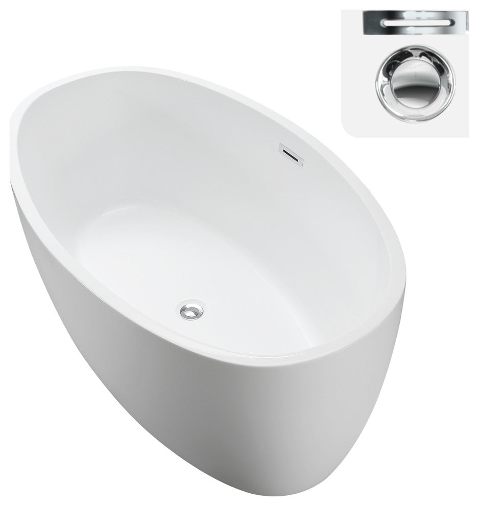 Jolie Freestanding Soaking Acrylic Bathtub, 55"