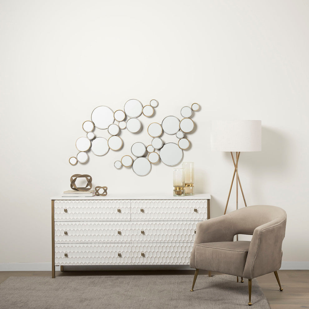 Savannah White Fir Veneer With Gold Metal Accents 6-Drawer Sideboard
