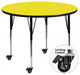 Mobile 48'' Round Yellow HP Laminate Activity Table-Adjustable Legs