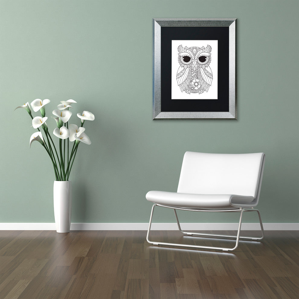 Hello Angel ''Owl 3'' Art, Silver Frame, Black Mat, 14x11
