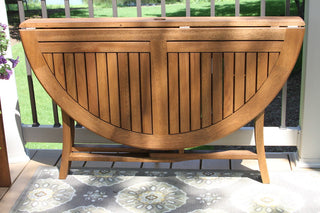 Outdoor Interiors Round Eucalyptus Folding Table, 48