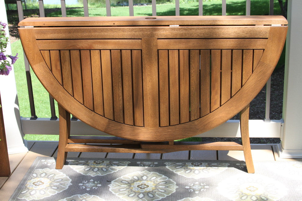 Outdoor Interiors Round Eucalyptus Folding Table, 48
