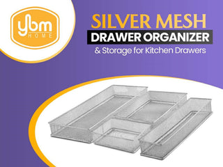 Silver Mesh Desk Drawer Organizer Tray Multipurpose Storage Holder, 6x12x2, 12