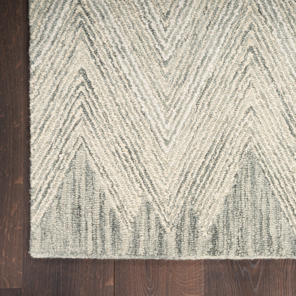 Nourison Interlock 5' x 7'6" Teal Modern Indoor Rug