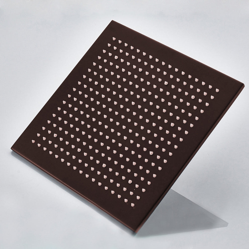 Fontana Bronze Square LED Rain Shower Head With Mixing Valve Controller, 12"