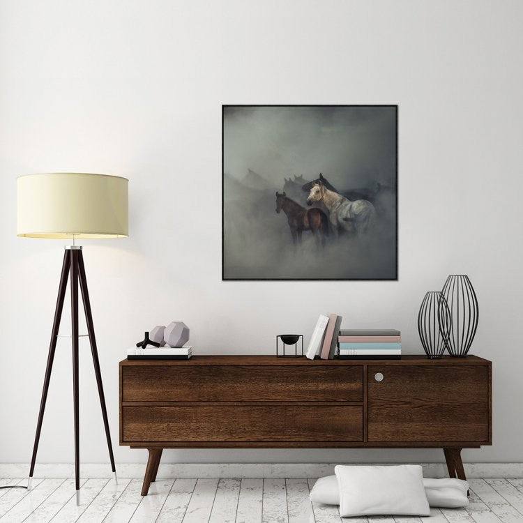 "The Lost Horses" Framed Canvas Giclee by Huseyin Taskin, 41x41"