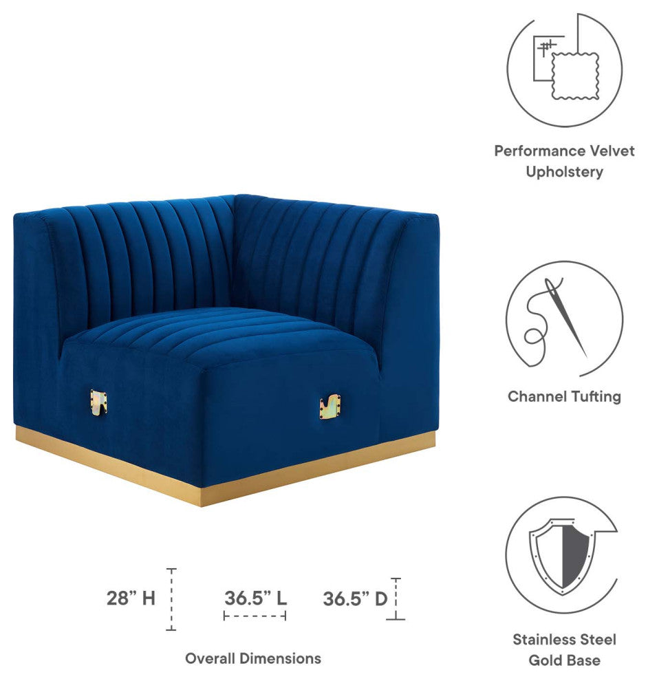 Conjure Channel Tufted Performance Velvet Left Corner Chair