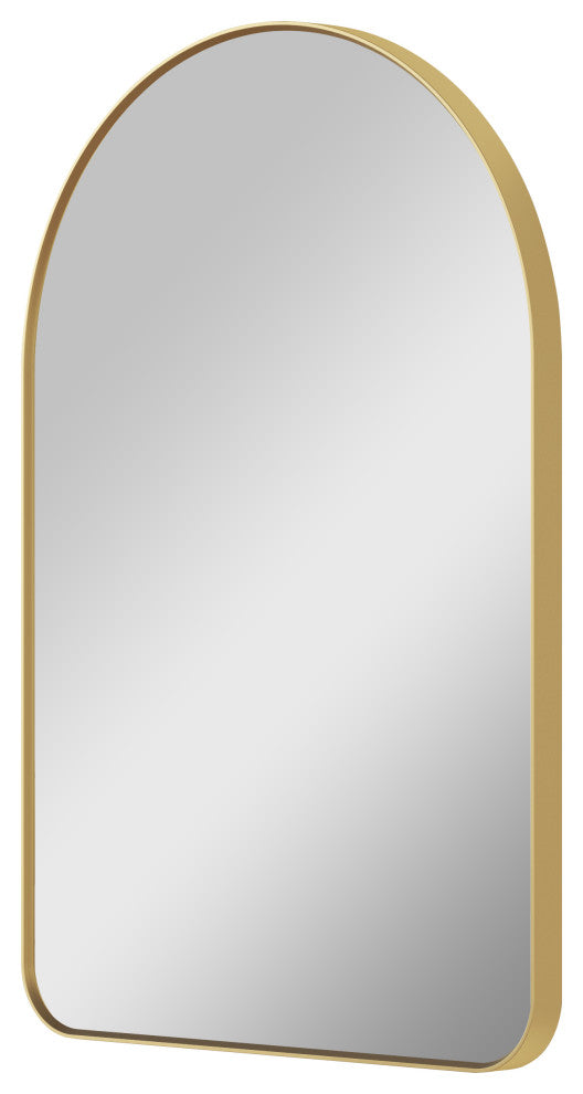24"x36" Arched Bathroom Wall-mounted Mirror with Aluminum Frame, Gold