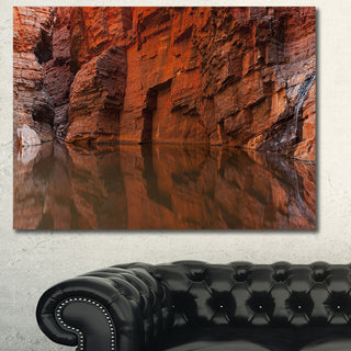 Rock Wall Reflections in Gorge, Landscape Canvas Art Print, 40"x30"