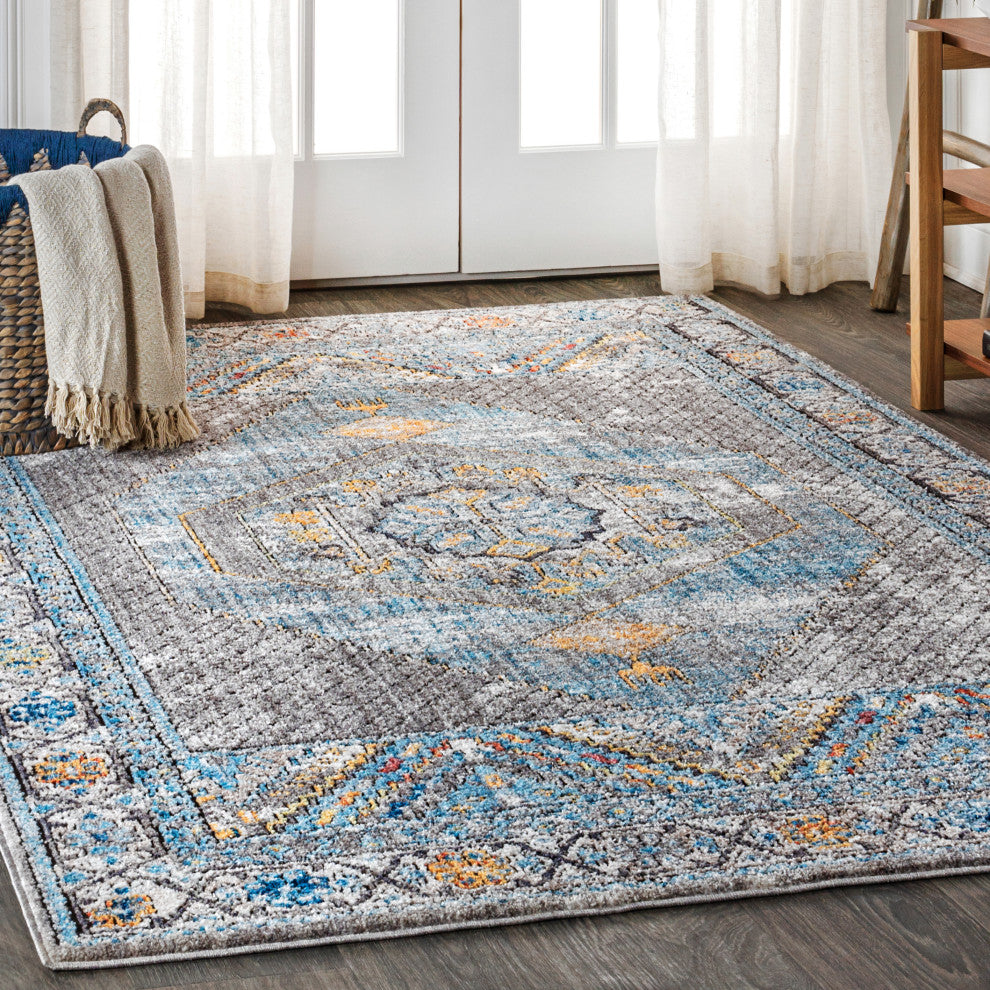 Izmit Geometric Vintage Medallion Area Rug, 4 X 6
