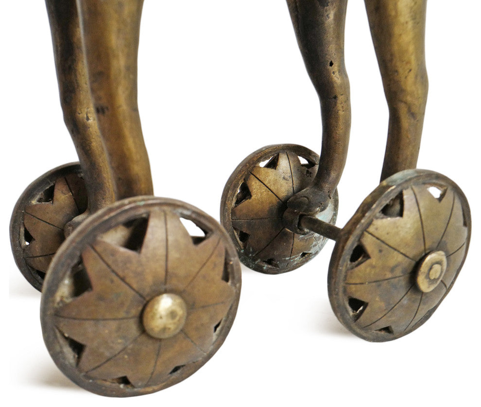 Antique Brass India Camel on Wheels