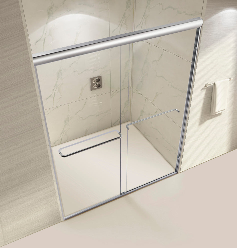 76"Hx60"W Framed Sliding Shower Door, Chrome