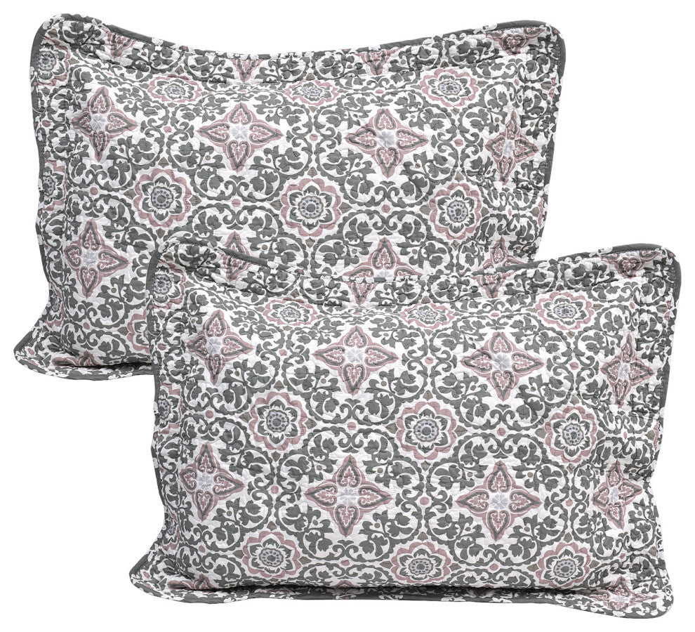 Coventry 6 Piece Quilted Printed Bed Spread Set, Light Purple/Lavendar, King