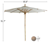 Handcrafted Bamboo Beach Patio Umbrella With Base, Dark Green