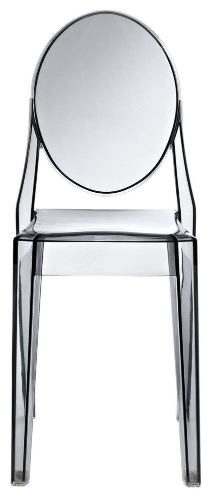 Modern Contemporary Kitchen Dining Side Chair Smoked Clear, Outdoor or Indoor