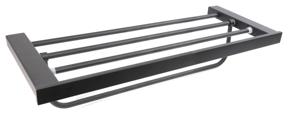 Florence Series Black Bathroom Towel Shelf Rack