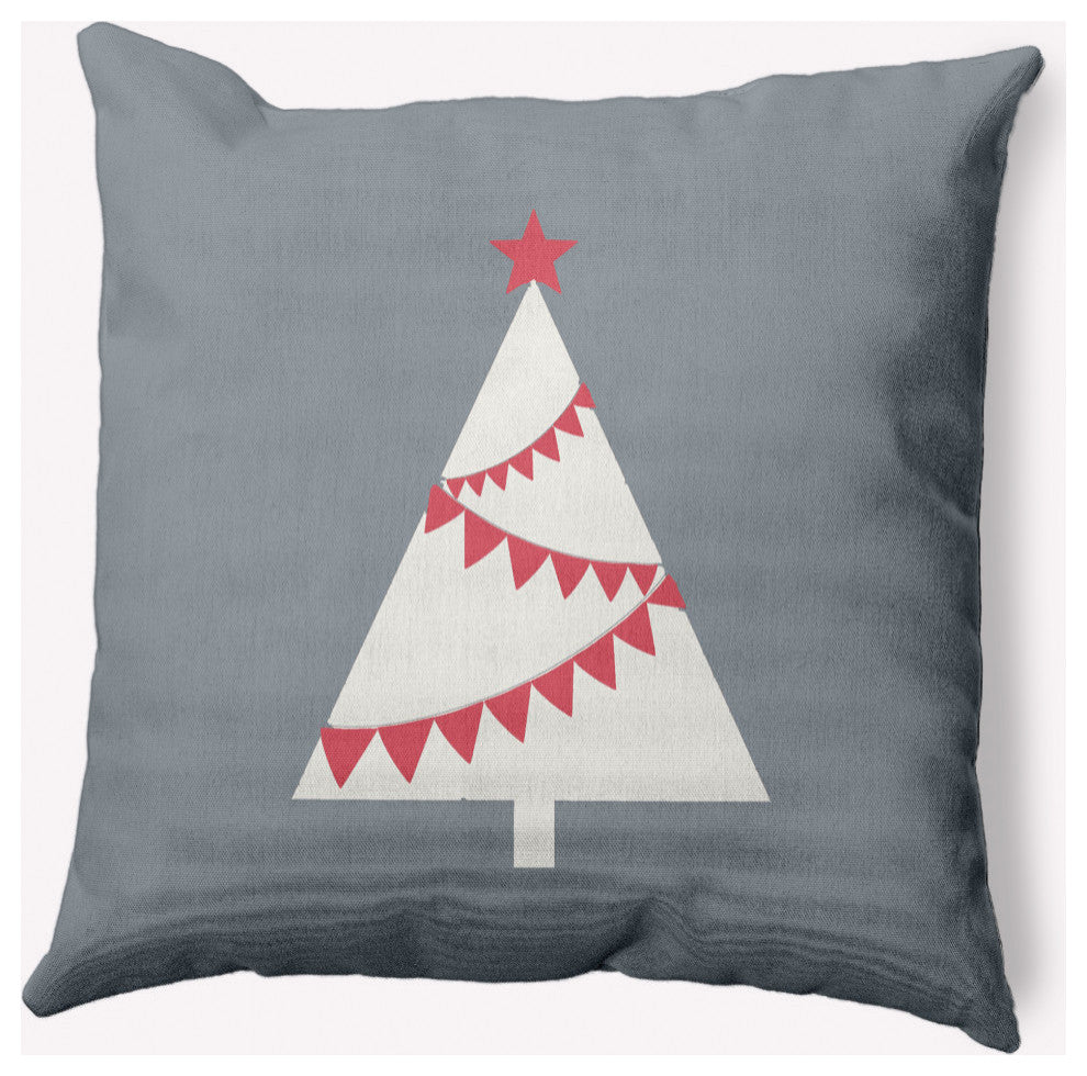 Garland Tree Decorative Throw Pillow, Mid Gray, 26"x26"