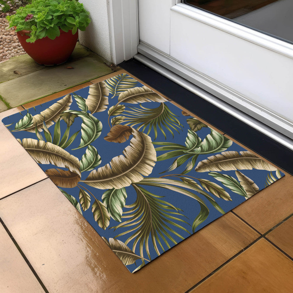 Indoor/Outdoor Tropics TC1 Indigo Machine Washable 1'8" x 2'6" Rug