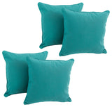 18" Double-Corded Solid Twill Square Throw Pillows, Set of 4, Aqua Blue