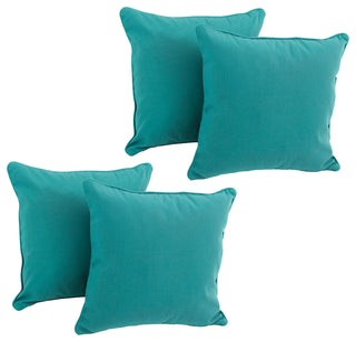 18" Double-Corded Solid Twill Square Throw Pillows, Set of 4, Aqua Blue