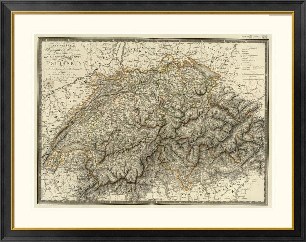 "Suisse, 1822" Framed Digital Print by Adrien Hubert Brue, 46x36"
