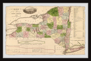 "NY Map with Index" Framed Painting Print, 18x12