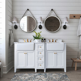 Adeline Vanity Set, White, 60", Double Sink