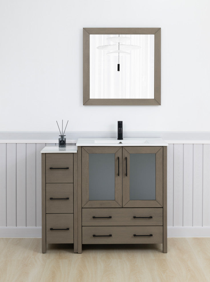 Vanity Art Single-Sink Vanity Set With Ceramic Top, 42", Driftwood Gray
