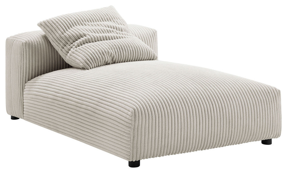 Solace 2-Piece Modular Corduroy Upholstered Sectional Sofa With Chaise, Almond
