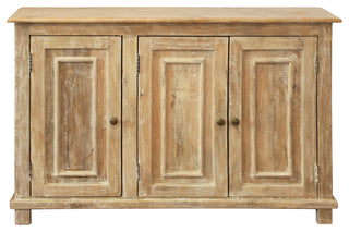 Bayside Jensen 3-Door Solid Wood Sideboard, Distressed Natural Finish