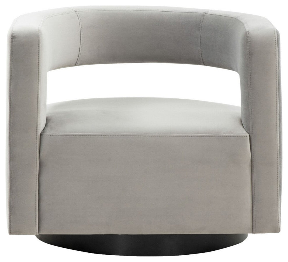 Safavieh Couture Edgar Velvet Swivel Chair, Light Grey