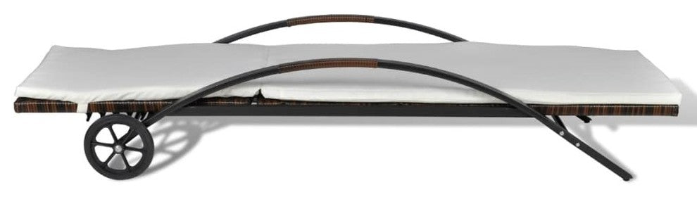 vidaXL Patio Lounge Chair Sunlounger Sunbed with Cushion Brown Poly Rattan