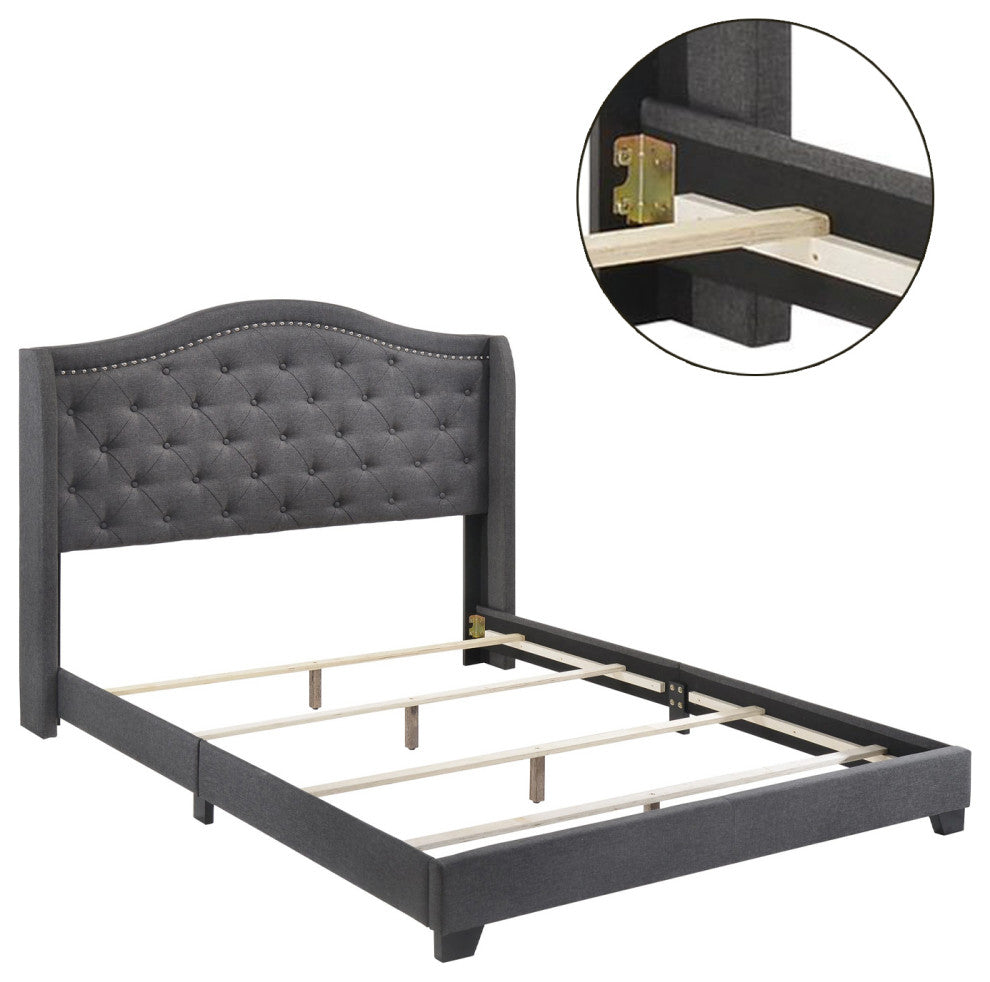 Camel Back Queen Bed, Gray